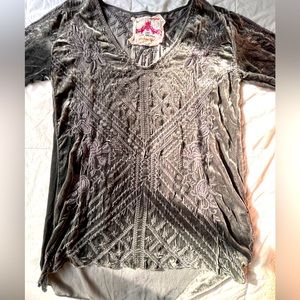Johnny Was grey long sleeve blouse
